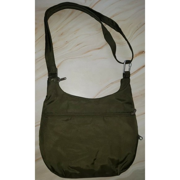 Travelon Crossbody Shoulder Bag   Adjustable Strap Green Pockets VGUC Summer - Picture 2 of 9